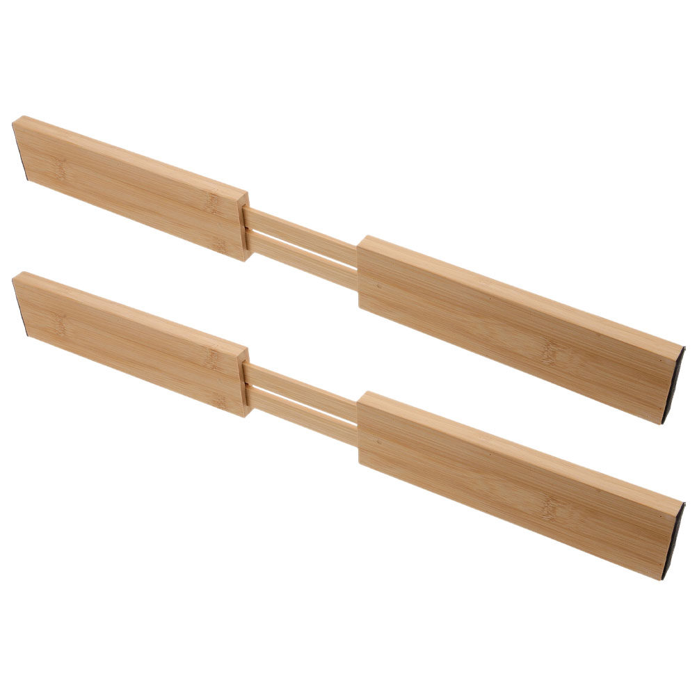 Bamboo Cutlery - 2Pcs Bamboo Drawer Dividers Adjustable Expandable
