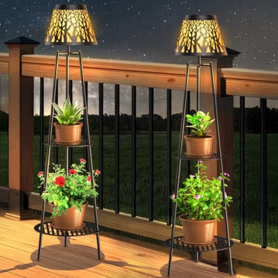 Solar Garden Light - 2 Pack Outdoor Solar Floor Lamp