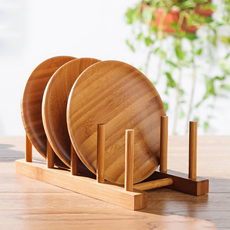 Bamboo Cutlery - Kitchen Drainer Rack Dish Pot Lid