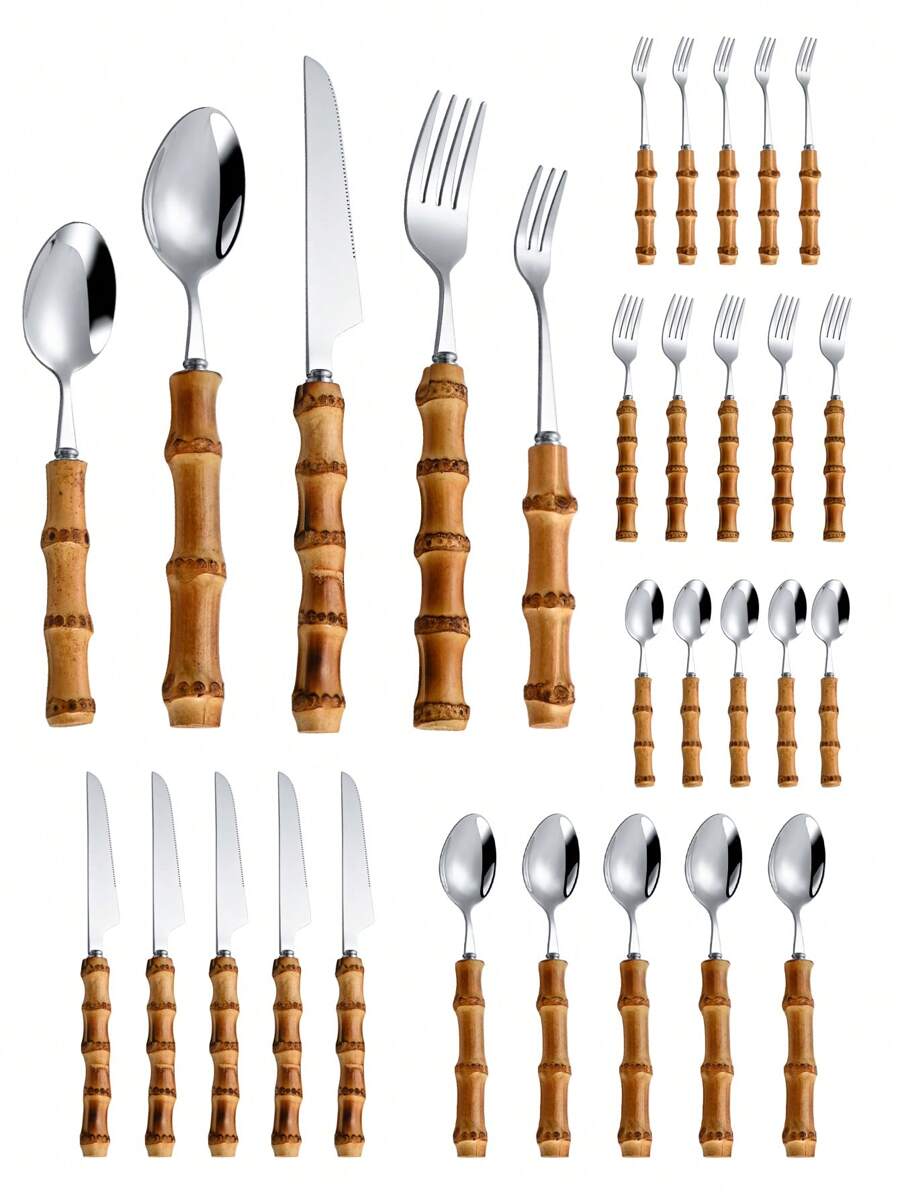 30-piece stainless steel cutle - Bamboo Cutlery review and price